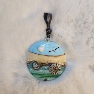 UK/England Beach Scene Glass Pendant